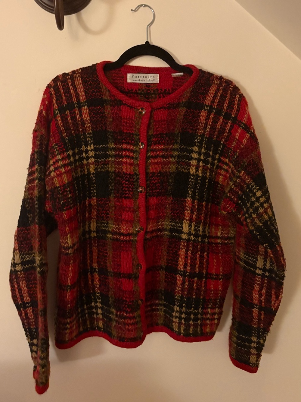 PORTRAITS by Northern Isles Red Plaid Women's Cardigan